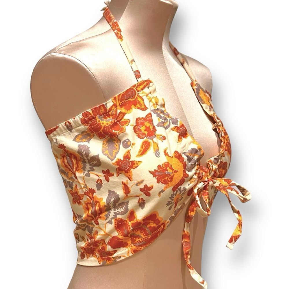 🔴2 for 40🔴Free People Intimately bandeau convertible floral orange purple S. - Picture 2 of 15